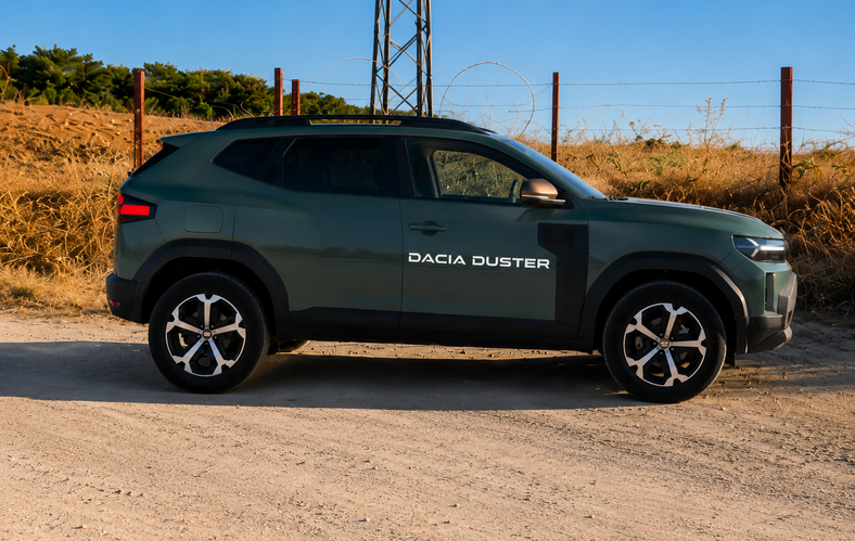 Vista lateral del Dacia Duster Hybrid 155 Journey durante la prueba