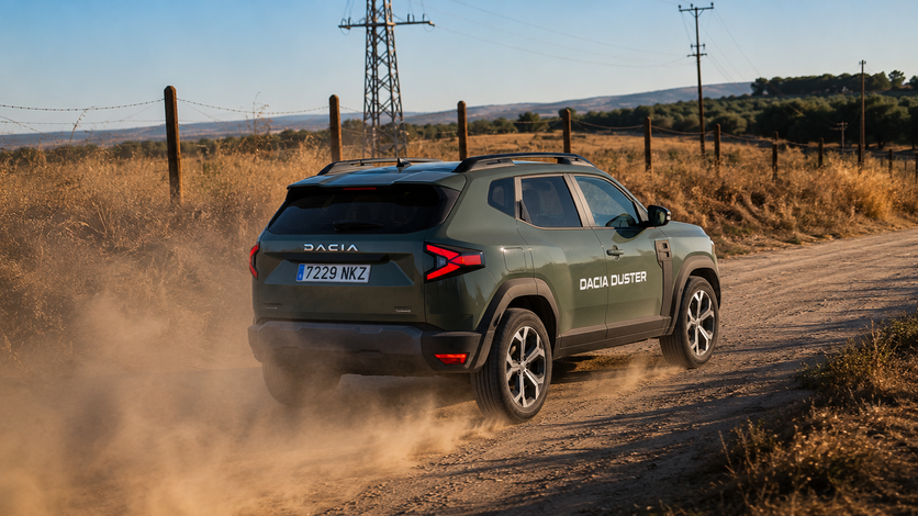 Dacia Duster Hybrid 155 Journey circulando por pista de tierra